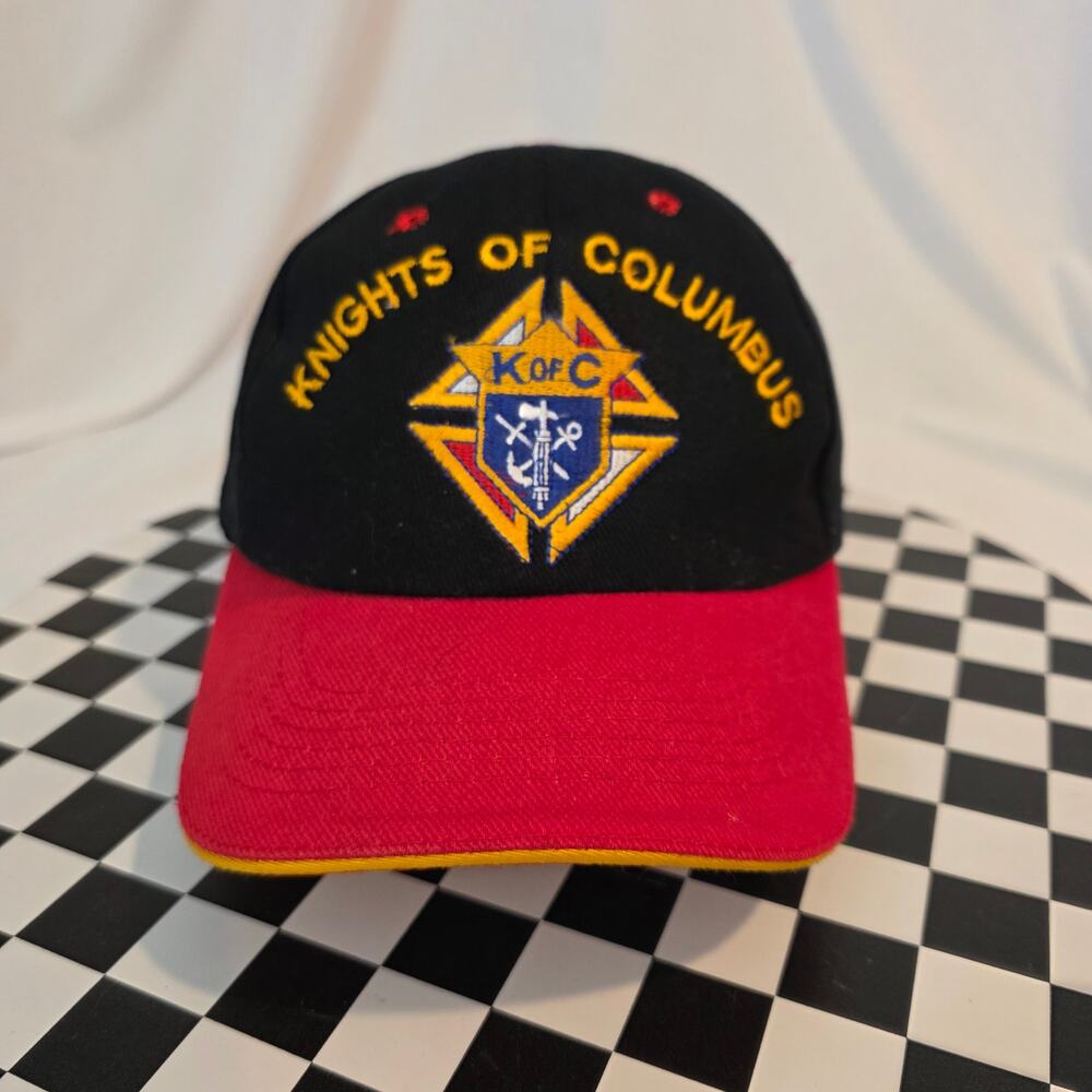 Knights of Columbus Embroidered Dad Hat Black Red K of C Strapback Cap